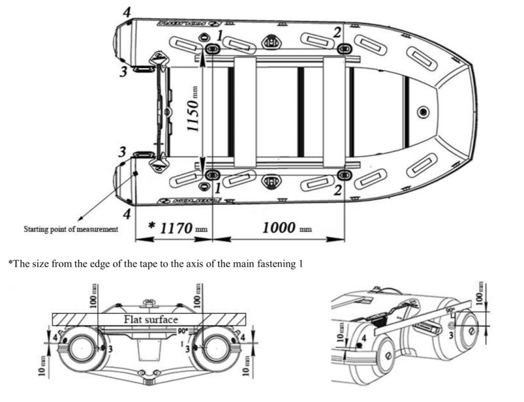 Mount Marking Diagram for Boat Model KM-360DXL 2