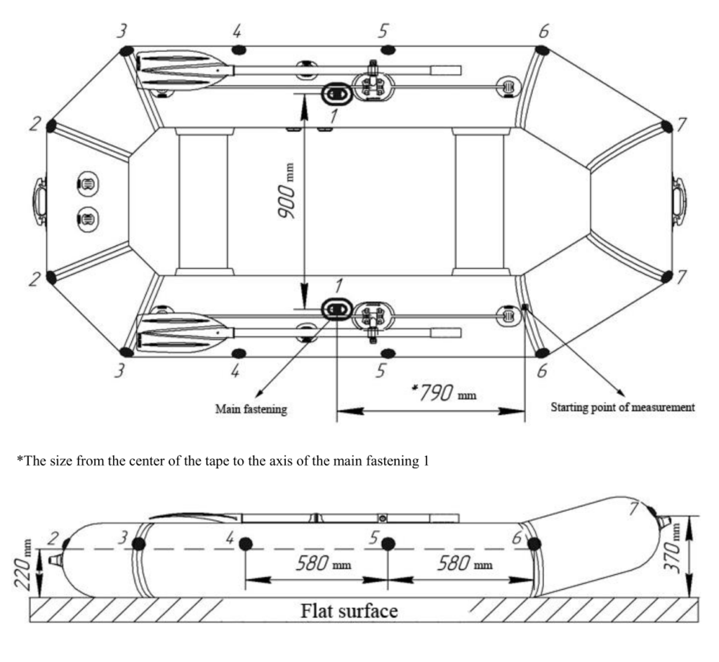 Mount Marking Diagram for "Standard" Series Rowing Boats 1